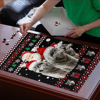 Latvia Christmas Puzzle with Santa Claus and Wolves in Holiday Pattern Design - Wonder Print Shop