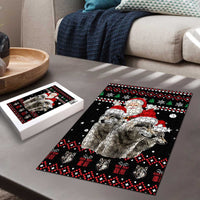Latvia Christmas Puzzle with Santa Claus and Wolves in Holiday Pattern Design - Wonder Print Shop