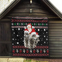 Latvia Christmas Quilt with Santa Claus and Wolves in Holiday Pattern Design - Wonder Print Shop