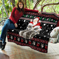Latvia Christmas Quilt with Santa Claus and Wolves in Holiday Pattern Design - Wonder Print Shop