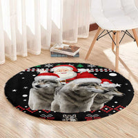Latvia Christmas Round Carpet with Santa Claus and Wolves in Holiday Pattern Design - Wonder Print Shop