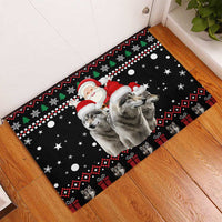 Latvia Christmas Rubber Doormat with Santa Claus and Wolves in Holiday Pattern Design - Wonder Print Shop
