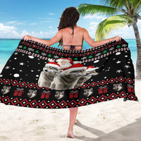 Latvia Christmas Sarong with Santa Claus and Wolves in Holiday Pattern Design - Wonder Print Shop