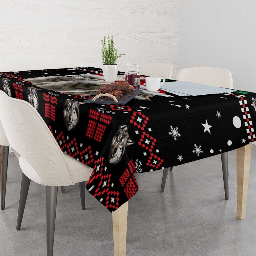 Latvia Christmas Tablecloth with Santa Claus and Wolves in Holiday Pattern Design - Wonder Print Shop