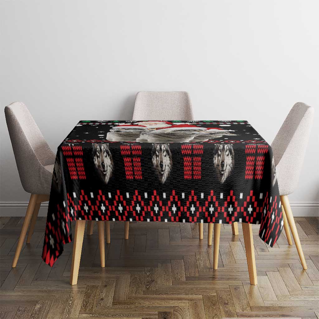 Latvia Christmas Tablecloth with Santa Claus and Wolves in Holiday Pattern Design - Wonder Print Shop