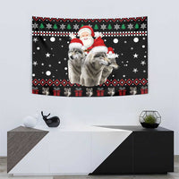 Latvia Christmas Tapestry with Santa Claus and Wolves in Holiday Pattern Design - Wonder Print Shop