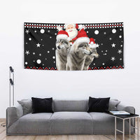 Latvia Christmas Tapestry with Santa Claus and Wolves in Holiday Pattern Design - Wonder Print Shop