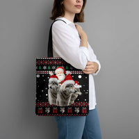 Latvia Christmas Tote Bag with Santa Claus and Wolves in Holiday Pattern Design - Wonder Print Shop