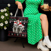 Latvia Christmas Tote Bag with Santa Claus and Wolves in Holiday Pattern Design - Wonder Print Shop