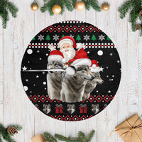 Latvia Christmas Tree Skirt with Santa Claus and Wolves in Holiday Pattern Design - Wonder Print Shop