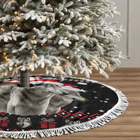 Latvia Christmas Tree Skirt with Santa Claus and Wolves in Holiday Pattern Design - Wonder Print Shop