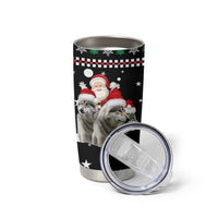 Latvia Christmas Tumbler Cup with Santa Claus and Wolves in Holiday Pattern Design - Wonder Print Shop