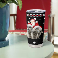 Latvia Christmas Tumbler Cup with Santa Claus and Wolves in Holiday Pattern Design - Wonder Print Shop
