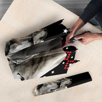 Latvia Christmas Umbrella with Santa Claus and Wolves in Holiday Pattern Design - Wonder Print Shop