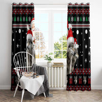 Latvia Christmas Window Curtain with Santa Claus and Wolves in Holiday Pattern Design - Wonder Print Shop
