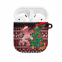 Latvia Christmas AirPods Case with Red Lion, Holiday Tree, and Nordic Pattern Design - Wonder Print Shop
