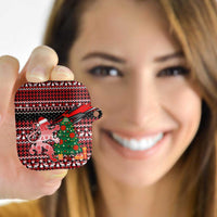 Latvia Christmas AirPods Case with Red Lion, Holiday Tree, and Nordic Pattern Design - Wonder Print Shop