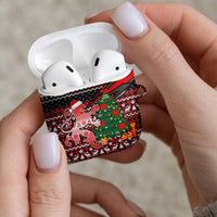 Latvia Christmas AirPods Case with Red Lion, Holiday Tree, and Nordic Pattern Design - Wonder Print Shop
