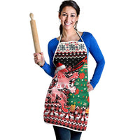 Latvia Christmas Apron with Red Lion, Holiday Tree, and Nordic Pattern Design - Wonder Print Shop