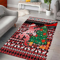 Latvia Christmas Area Rug with Red Lion, Holiday Tree, and Nordic Pattern Design - Wonder Print Shop