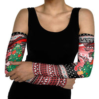 Latvia Christmas Arm Sleeves with Red Lion, Holiday Tree, and Nordic Pattern Design - Wonder Print Shop