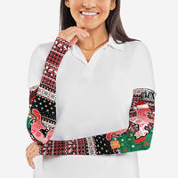 Latvia Christmas Arm Sleeves with Red Lion, Holiday Tree, and Nordic Pattern Design - Wonder Print Shop