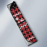 Latvia Christmas Auto Sun Shade with Red Lion, Holiday Tree, and Nordic Pattern Design - Wonder Print Shop