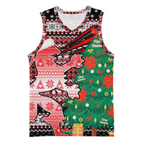 Latvia Christmas Basketball Jersey with Red Lion, Holiday Tree, and Nordic Pattern Design - Wonder Print Shop