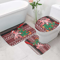 Latvia Christmas Bathroom Set with Red Lion, Holiday Tree, and Nordic Pattern Design - Wonder Print Shop