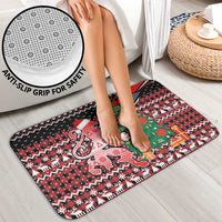 Latvia Christmas Bathroom Set with Red Lion, Holiday Tree, and Nordic Pattern Design - Wonder Print Shop