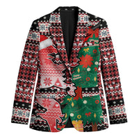 Latvia Christmas Blazer with Red Lion, Holiday Tree, and Nordic Pattern Design - Wonder Print Shop
