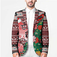 Latvia Christmas Blazer with Red Lion, Holiday Tree, and Nordic Pattern Design - Wonder Print Shop