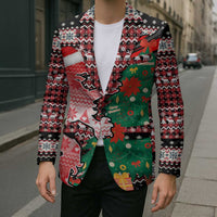 Latvia Christmas Blazer with Red Lion, Holiday Tree, and Nordic Pattern Design - Wonder Print Shop