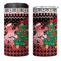 Latvia Christmas 4 in 1 Can Cooler Tumbler with Red Lion, Holiday Tree, and Nordic Pattern Design - Wonder Print Shop