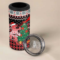 Latvia Christmas 4 in 1 Can Cooler Tumbler with Red Lion, Holiday Tree, and Nordic Pattern Design - Wonder Print Shop