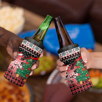 Latvia Christmas 4 in 1 Can Cooler Tumbler with Red Lion, Holiday Tree, and Nordic Pattern Design - Wonder Print Shop