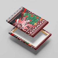 Latvia Christmas Canvas Wall Art with Red Lion, Holiday Tree, and Nordic Pattern Design - Wonder Print Shop