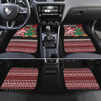 Latvia Christmas Car Mats with Red Lion, Holiday Tree, and Nordic Pattern Design - Wonder Print Shop