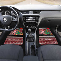 Latvia Christmas Car Mats with Red Lion, Holiday Tree, and Nordic Pattern Design - Wonder Print Shop