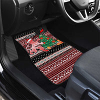 Latvia Christmas Car Mats with Red Lion, Holiday Tree, and Nordic Pattern Design - Wonder Print Shop