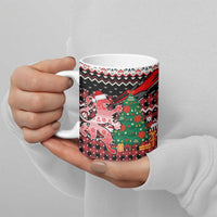 Latvia Christmas Ceramic Mug with Red Lion, Holiday Tree, and Nordic Pattern Design - Wonder Print Shop