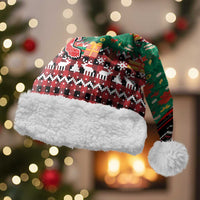 Latvia Christmas Santa Hat with Red Lion, Holiday Tree, and Nordic Pattern Design - Wonder Print Shop