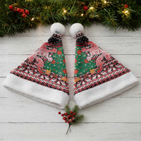 Latvia Christmas Santa Hat with Red Lion, Holiday Tree, and Nordic Pattern Design - Wonder Print Shop