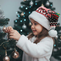 Latvia Christmas Santa Hat with Red Lion, Holiday Tree, and Nordic Pattern Design - Wonder Print Shop