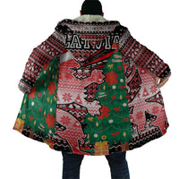 Latvia Christmas Cloak with Red Lion, Holiday Tree, and Nordic Pattern Design - Wonder Print Shop