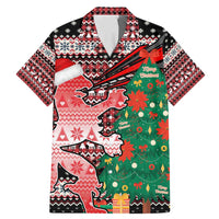 Latvia Christmas Family Matching Mermaid Dress and Hawaiian Shirt with Red Lion, Holiday Tree, and Nordic Pattern Design - Wonder Print Shop