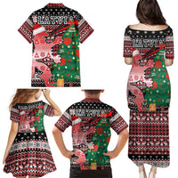 Latvia Christmas Family Matching Puletasi and Hawaiian Shirt with Red Lion, Holiday Tree, and Nordic Pattern Design - Wonder Print Shop