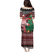 Latvia Christmas Family Matching Puletasi and Hawaiian Shirt with Red Lion, Holiday Tree, and Nordic Pattern Design - Wonder Print Shop