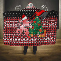Latvia Christmas Hooded Blanket with Red Lion, Holiday Tree, and Nordic Pattern Design - Wonder Print Shop