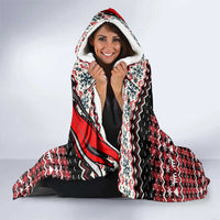 Latvia Christmas Hooded Blanket with Red Lion, Holiday Tree, and Nordic Pattern Design - Wonder Print Shop